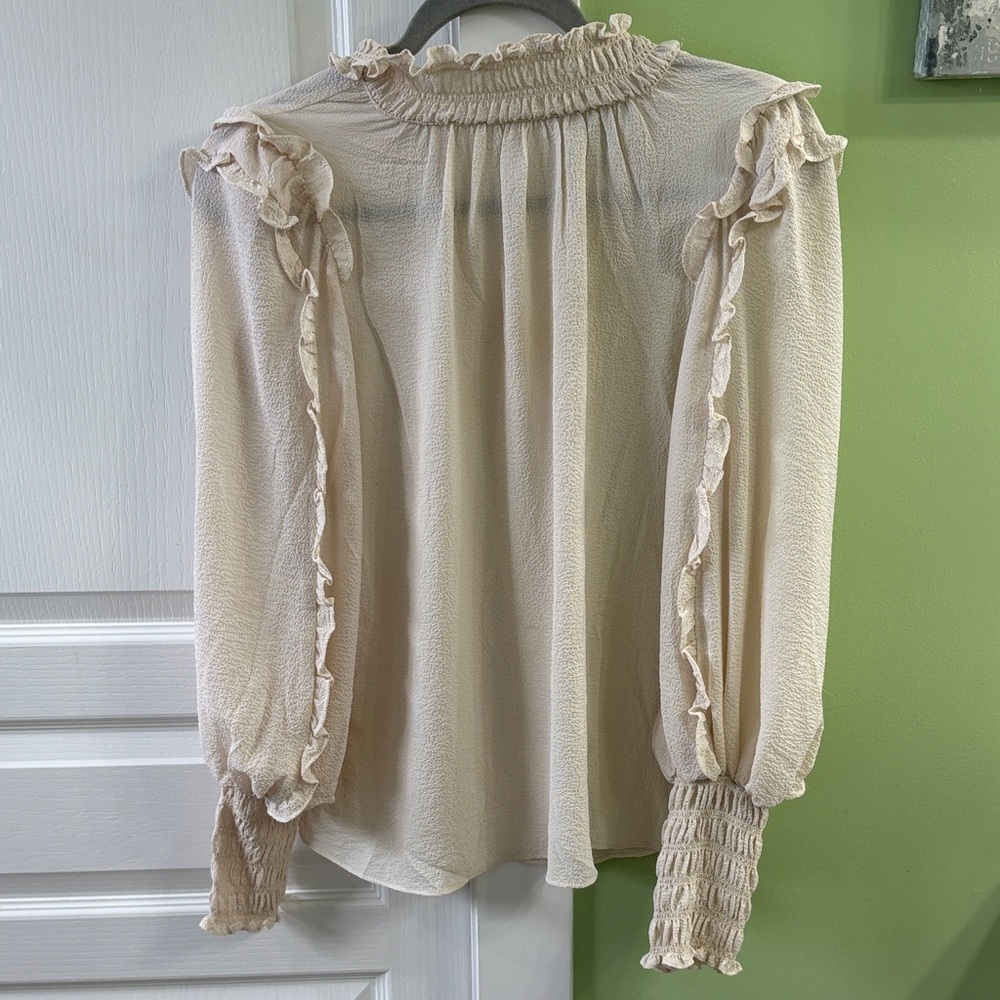 Max Studio Cream Ruffle Blouse